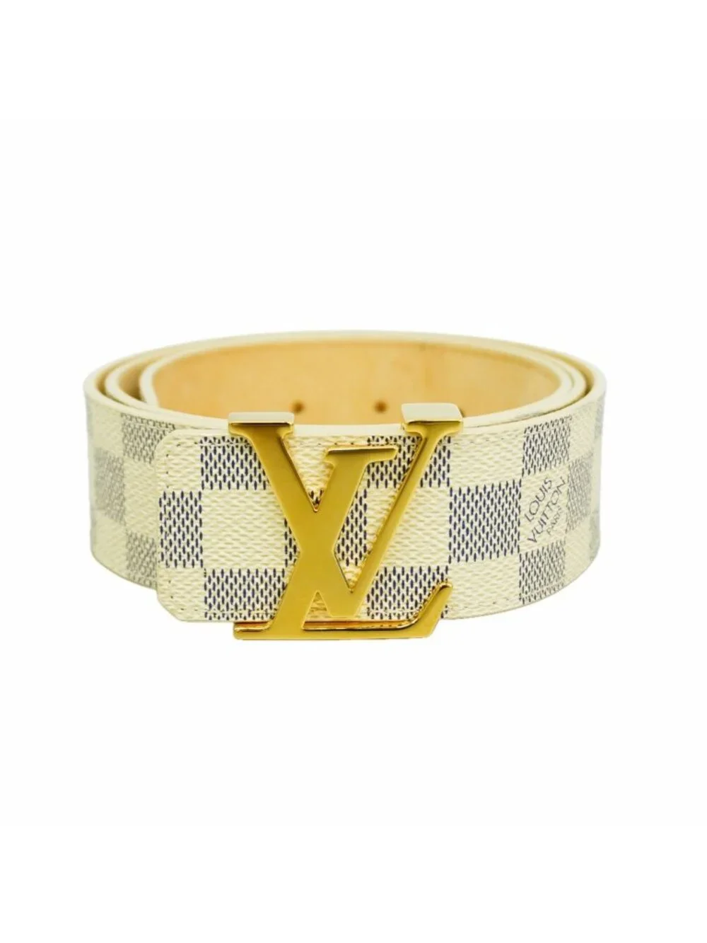 Louis Vuitton Belt Damier Azur Ceinture LV Initial White